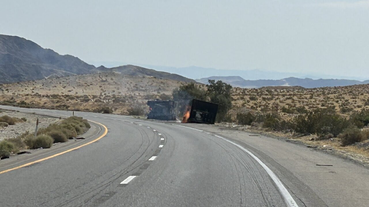 I 15 Shut Down Near Baker California After Lithium ion Batteries Burn I 15 Shut Down Near Baker California After Lithium ion Batteries Burn