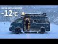 ［大雪の車中泊］-12℃の極寒で車が凍る危険車中泊...帰りたくても帰れない非常事態。snowcamping