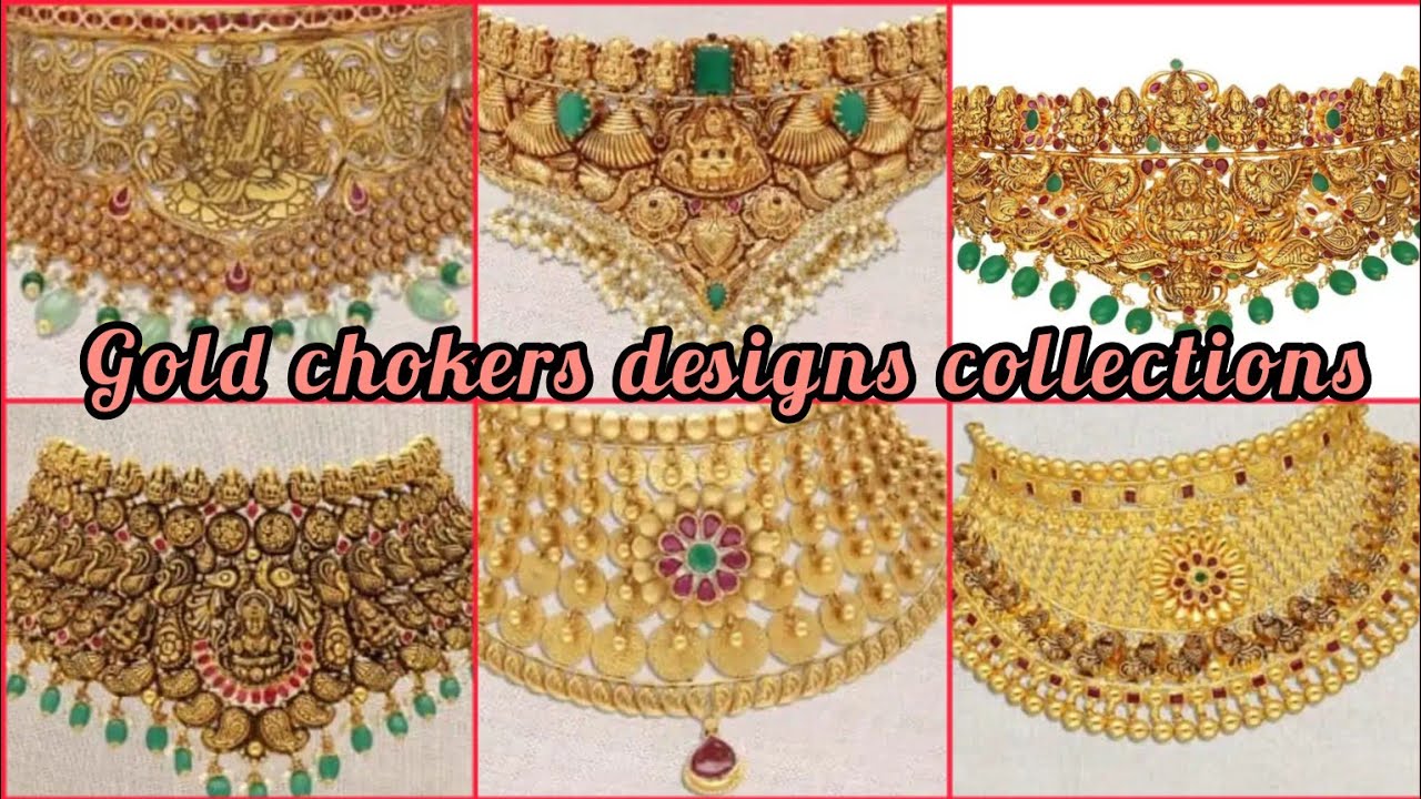 gold chokers designs collections with weight // choker necklace