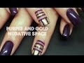 Nail Art | Purple and Gold Negative Space | Gel Polish