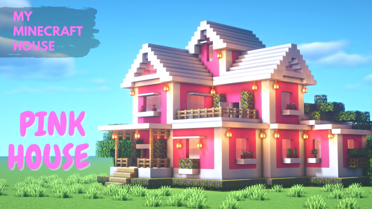 Lovely Pink House In Minecraft -- Modern Cute Pink House❤ Kawaii