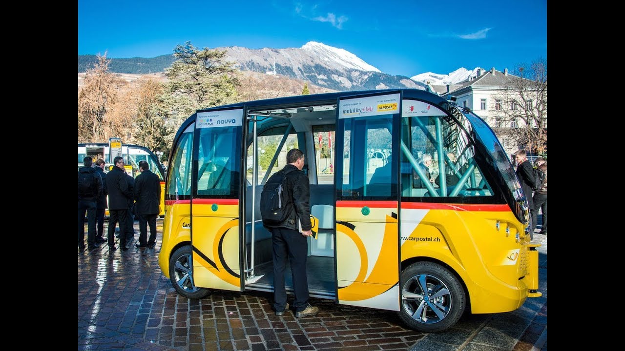 Self-driving Bus Autonomous Smartshuttle.ch by Carpostal Switzerland