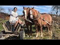 Hard life in a village plowing with horses cooking amazing simple lunch ukrainian vegan food