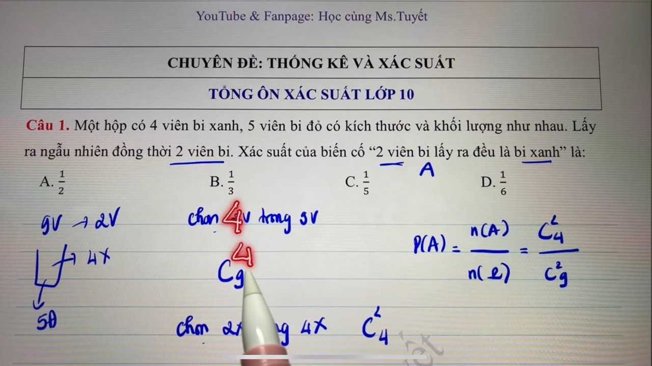 Toán 10. CĐ5. T4. TỔNG ÔN XÁC SUẤT CỦA BIẾN CỐ LỚP 10