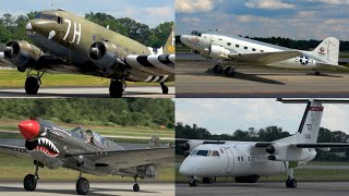 20+ Airplanes E9A, C47,P40,T28,AT11:PDK Airshow Arrivals 2024