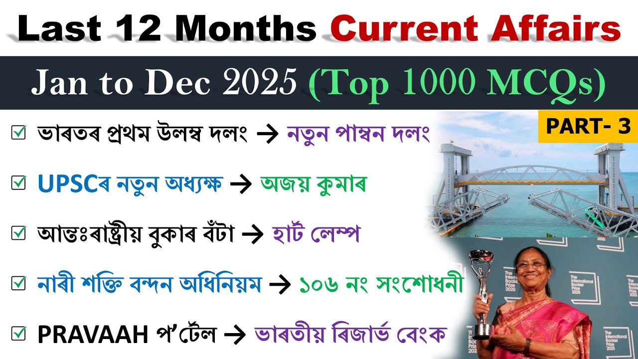 Current Top Part Last 12 Months Current Affairs 2025 Part-3 | Top 1000 Important Current ...