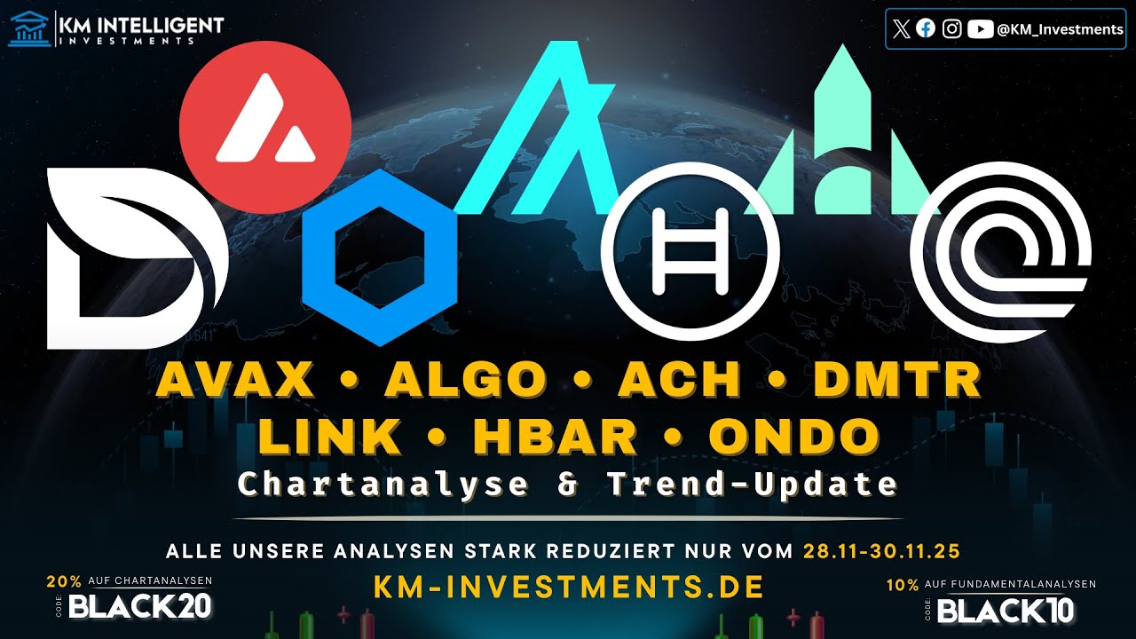 Crypto Analyse: AVAX, ALGO, ACH, DMTR, LINK, HBAR & ONDO Chartanalyse &  Trend-Update - YouTube