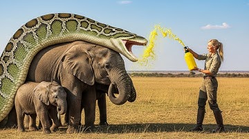 Brave Hero Rescues Mother Elephant From Giant Python On The Savanna |  Animal Rescue