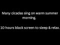 Many cicadas sing on warm summer morning, cicada sounds sleep sounds, black screen to sleep &amp; relax