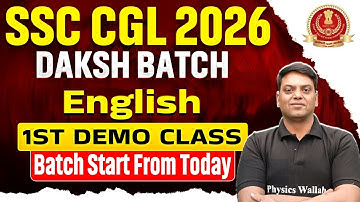 SSC CGL 2026 | Daksh Batch | 1st Demo Class | SSC CGL English Class 2026 | SSC Wallah