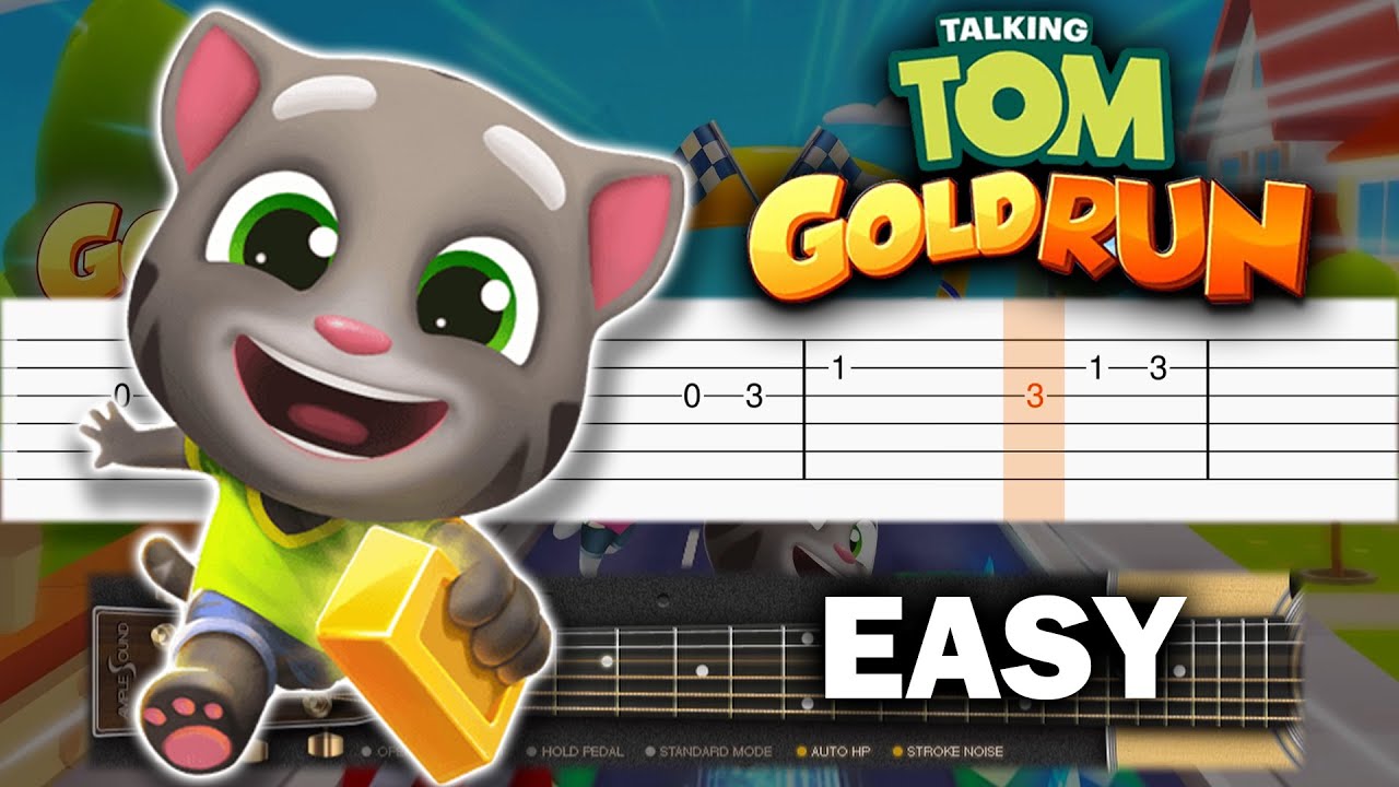 Talking TOM GOLD RUN - Music Theme song - Guitar tutorial (TAB)