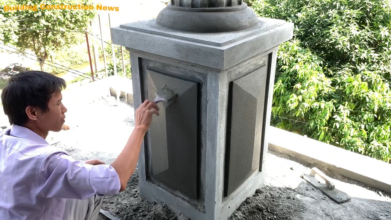 The Fastest Way To Build And Decorate A Beautiful And Creative Porch Column With Sand Cement Bricks