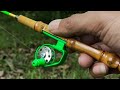 Take a look    this fisherman is making small fishing rods and hunting fish