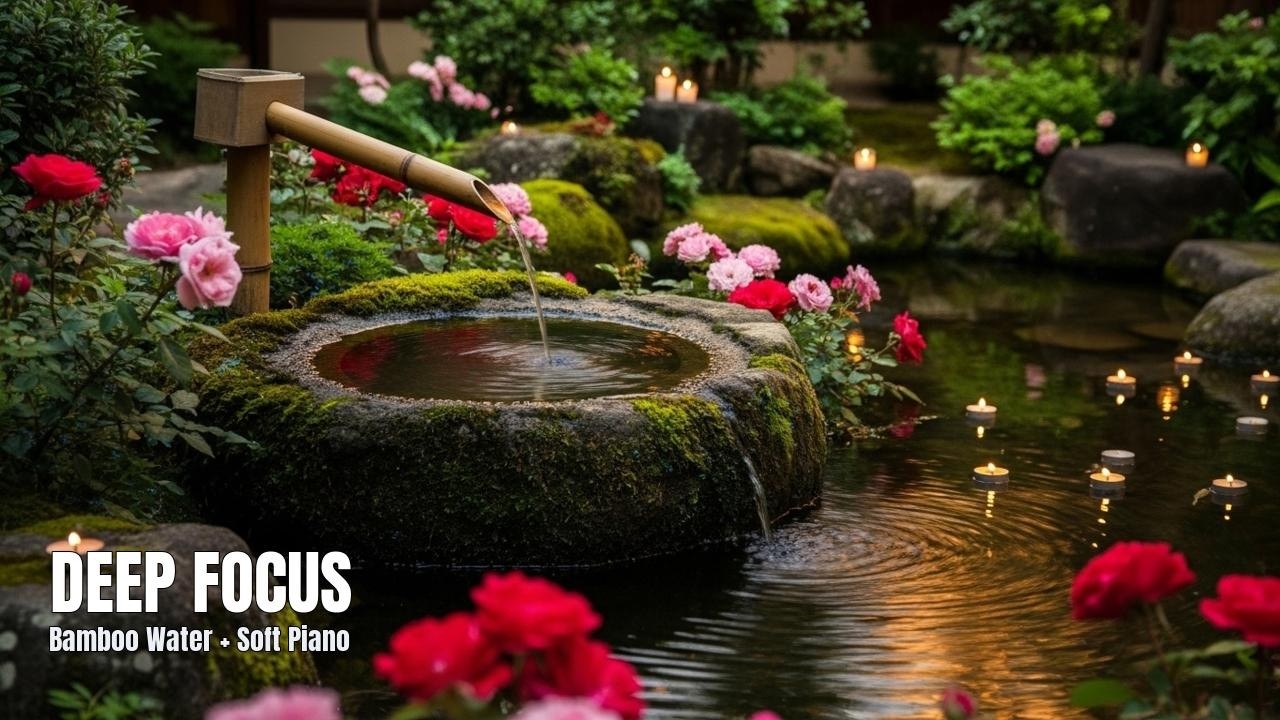 Deep Focus for Work & Study: Bamboo Water + Soft Piano (No Lyrics) • Live Soundscape