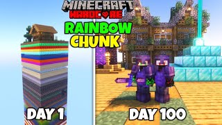 We Survived 100 Days In RAINBOW CHUNK In Minecraft Hardcore | Duo 100 Days