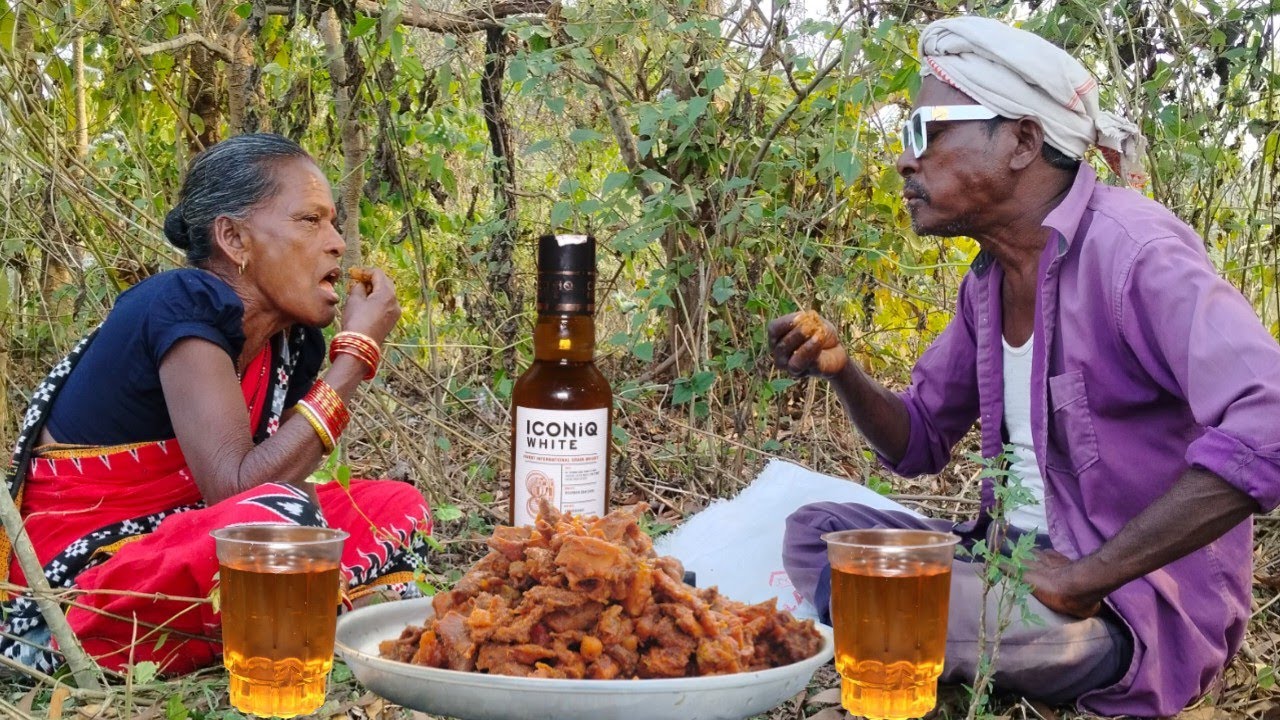 Mutton Boti With Potato Recipe Eating And Drink Wine Dehati Old Couple ||