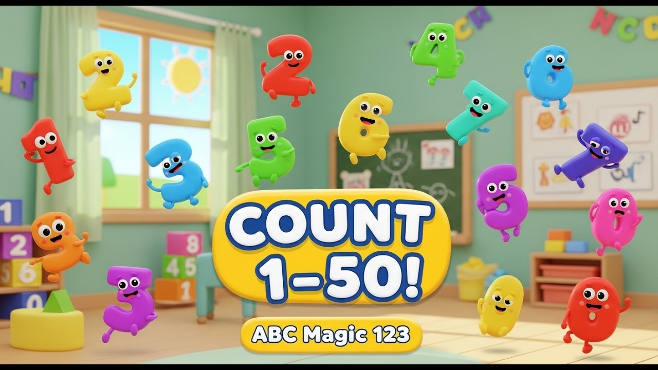 Counting 1–50 Poem for Kids 🔢🎵 | Learn Numbers Song | ABC Magic 123