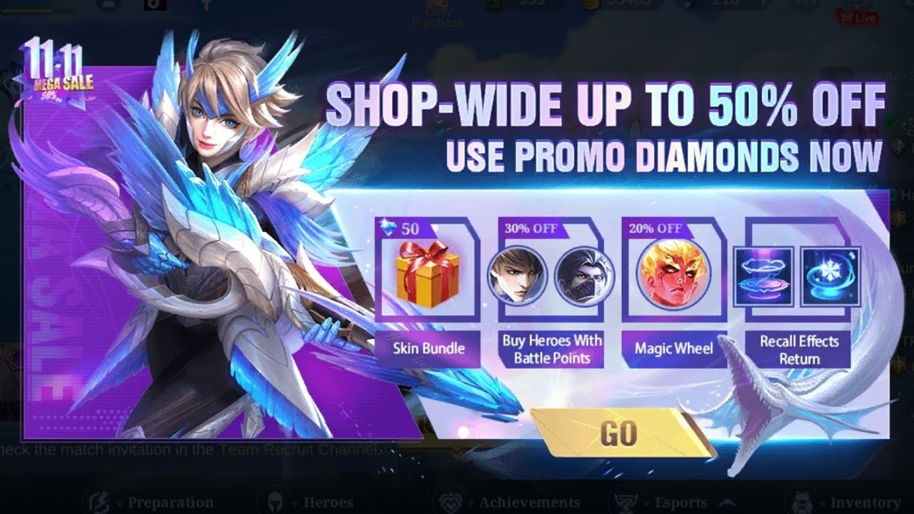 DOUBLE 11 EVENT HOW TO GET SKIN AND HEROES FOR 1 DIAMOND ONLY USING PROMO DIAMOND MOBILE LEGENDS