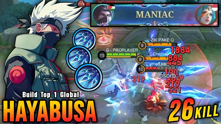 26 Kills + MANIAC!! Hayabusa Kakashi Skin Deadly Shadow!! - Build Top 1 Global Hayabusa ~ MLBB