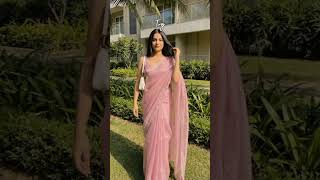 gulabi saree look🫠🤌🏻🎀 #instareels #viralvideo #youtubeshorts #shortvideo #instastory #saree