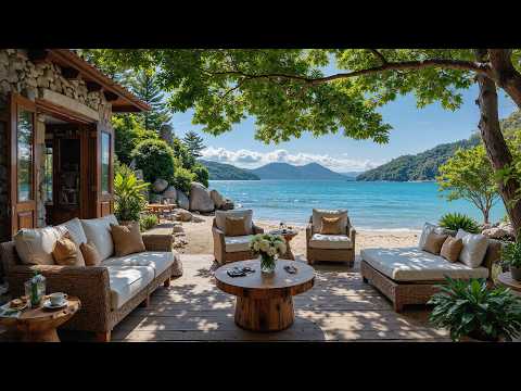 Peaceful Coastal Seaside Bossa Nova ~ Soft Piano Jazz and Ocean Sounds for Daily Focus