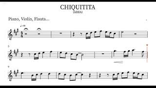 Chiquitita - Abba - Partitura para Piano, Violín, Flauta...