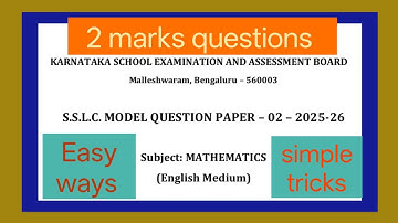 Karnataka board SSLC model question paper -2 2025-26 maths  analysis MCQ and one marks questions.