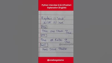 Explain AND, OR & NOT in #47 #python #English #shorts #freshers #credosystemz #trending #tutorial