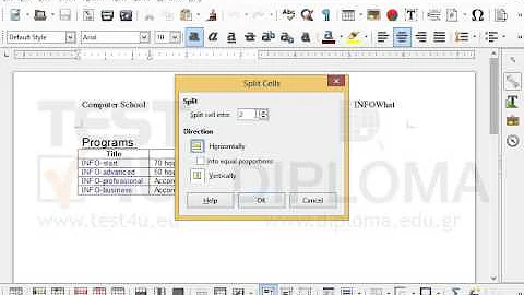 Split the first cell of the table vertically into two cells.
