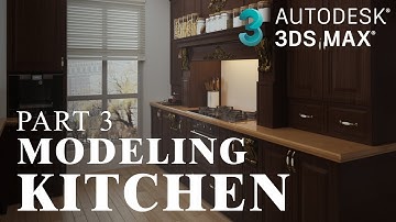 Kitchen Modeling design in 3ds max tutorial Vray photoshop Part 3