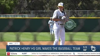 Patrick Henry High School girl makes the baseball team