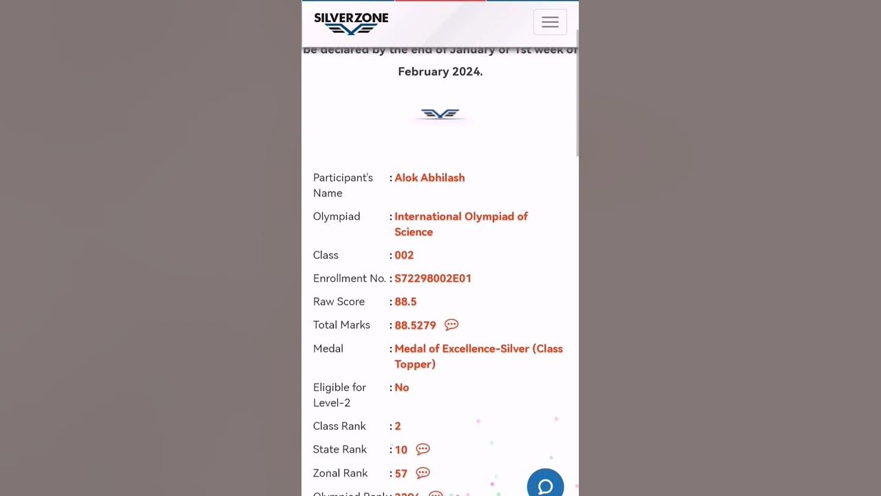 Silverzone olympiads result 2023 2024 ios science youtube