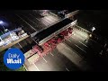 Timelapse of 800 tonne M6 bridge on the move in Staffordshire