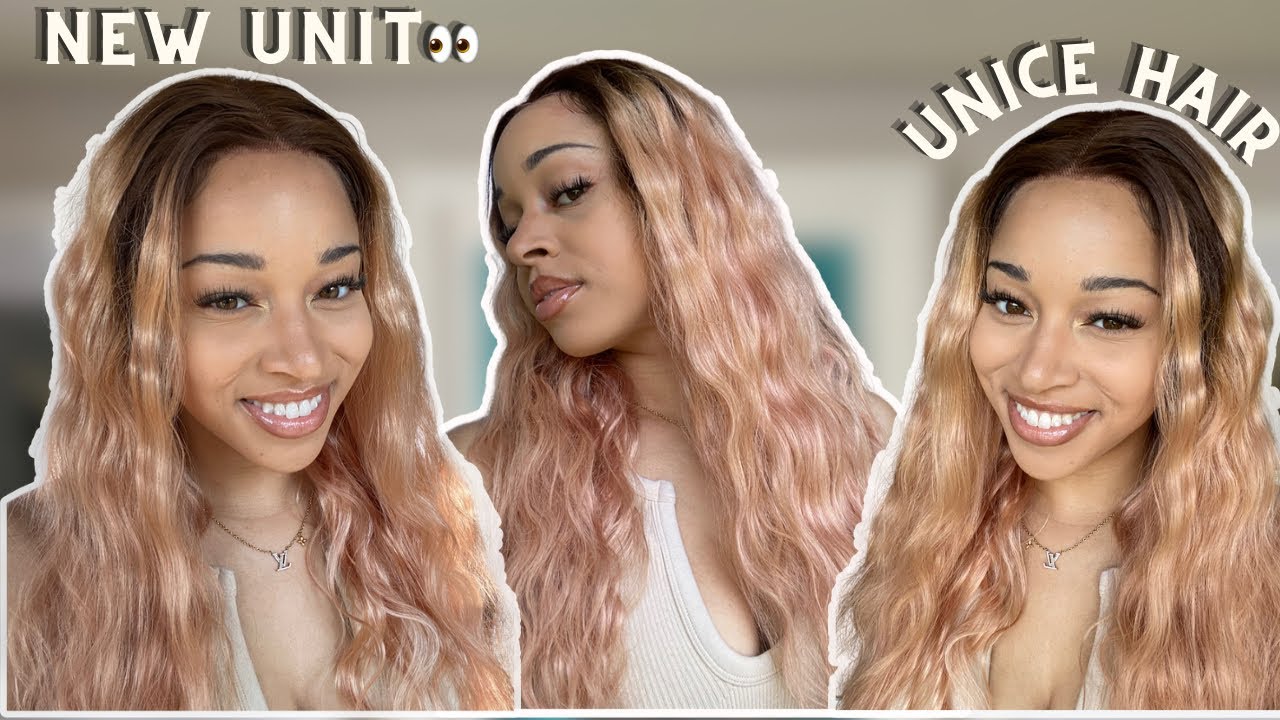 NEW PRECOLORED ROSE GOLD WIG! UNICE HAIR PEACHY BLONDE WIG INSTALL