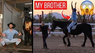 MY BROTHER RIDES A HORSE FOR THE FIRST TIME!!