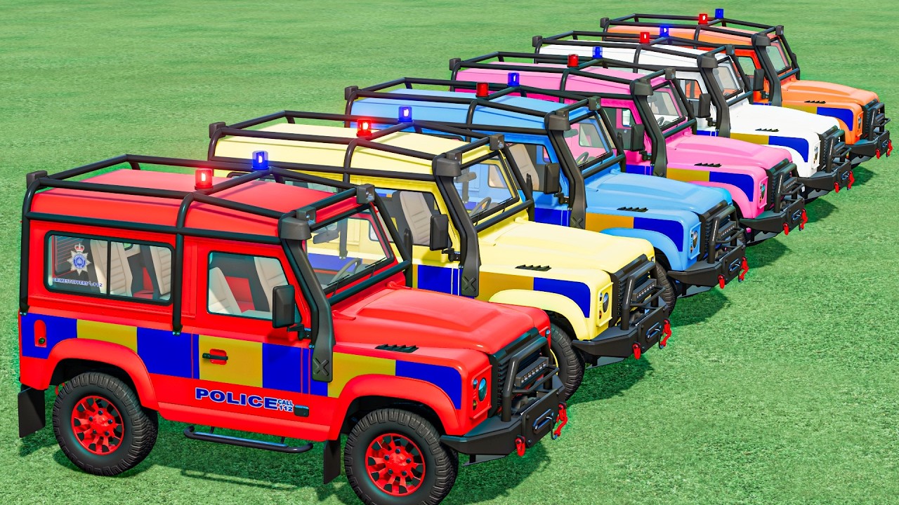 TRANSPORTING ALL Off Road 4x4 POLICE CARS WOW - with Colors TRUCK ! FS22