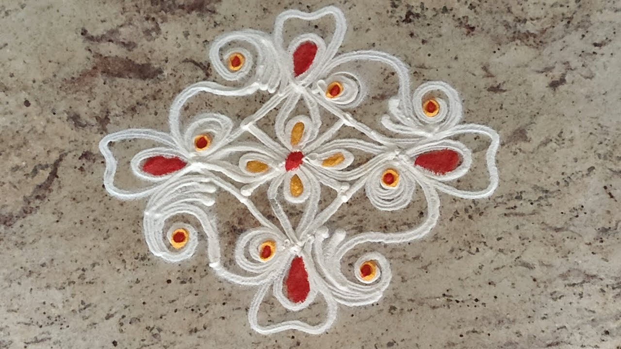 Easy rangoli design | Easy rangoli design tutorial for beginners ...