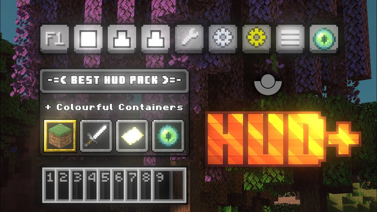 Best HUD Pack with F1 and F5 buttons || HUD+v3 for MCPE 1.21+ || FUNDAM ...