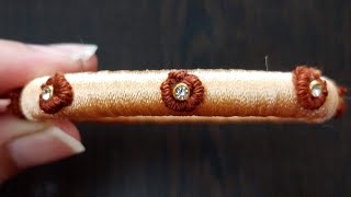 DIY Simple silk thread bangle with bullion embroidery || new latest design|| Embroidery on bangles