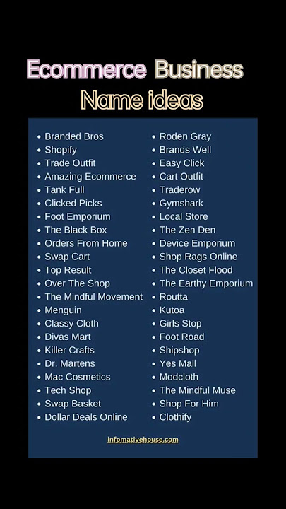 ecommerce business name ideas #shots