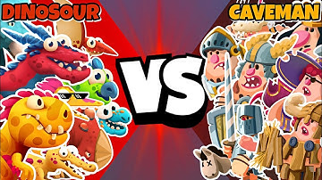 DINOSOUR vs CAVEMEN Who is The Most Powerful ? Dino bash 2