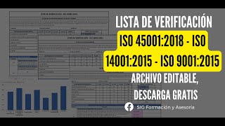 H28: CHECK LIST ISO  45001:2018 - ISO 14001:2015 - ISO 9001:2015 archivo editable, descarga gratis