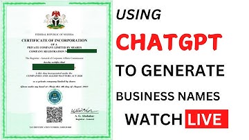 ChatGPT: Business Name Brainstorming for Nigerians- CAC #chatgpt