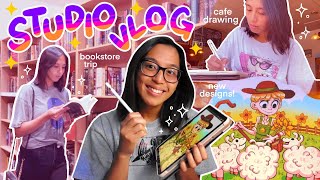 Studio Vlog ♡ designing new products, bookstore trip, con prep + more