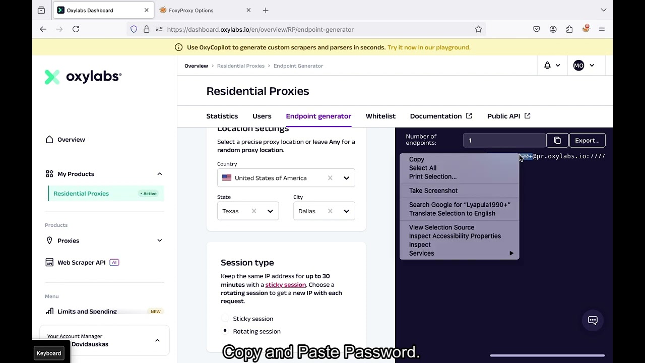 How To Connect OXYLAB PROXY on Firefox.