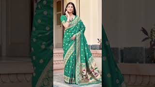 beautiful green banarasi saree design banarsi saree shorts viral trending