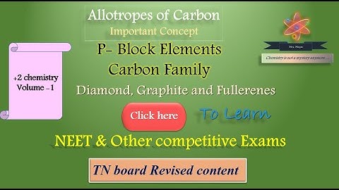allotropes of carbon / Diamond / Graphite / Fullerene / Buckminister fullerene / C60 / p- block