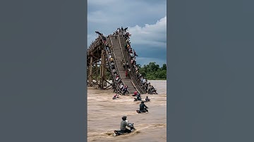Moment the Bridge Almost Swept Away by Heavy Floods! #viral #shorts