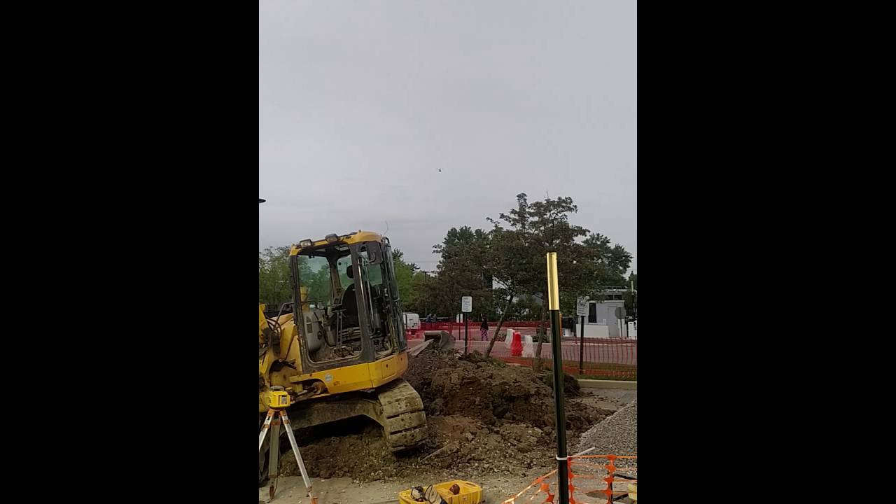 Medical helicopter landing at hospital while we were working.