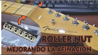 instalando un roller nut en una fender stratocaster